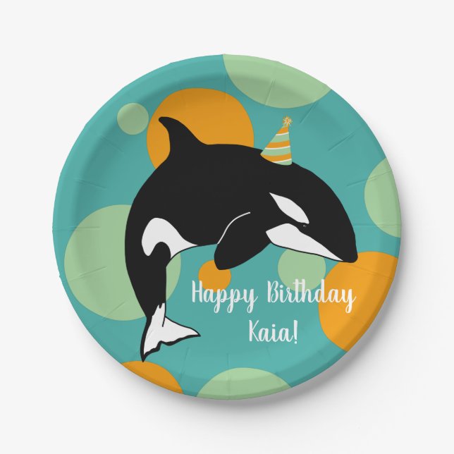 Prato De Papel Orca Killer Whale Birthday (Frente)