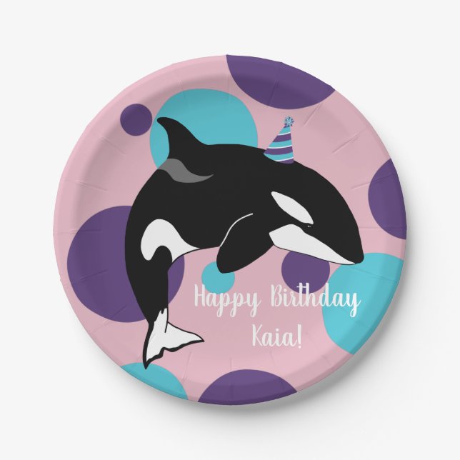 Prato De Papel Orca Killer Whale Birthday (Frente)