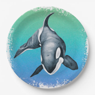 Prato De Papel Orca Whale Cristal Teal