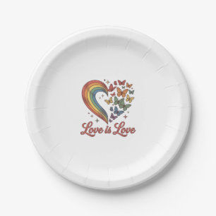 Prato De Papel Orgulho Borboleta Coração Amor É Amor Camisa Desig