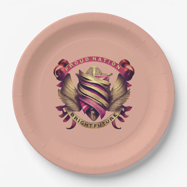 Prato De Papel Orgulhoso Futuro Brilhante Da Nação (Frente)
