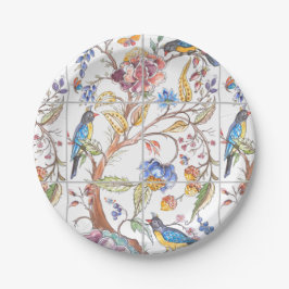 Prato De Papel Oriental Bird Floral Colorida Elegante Chinoiserie