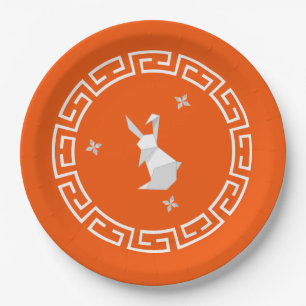 Prato De Papel Origami Rabbit e Estrelas de Ano Novo Chinês