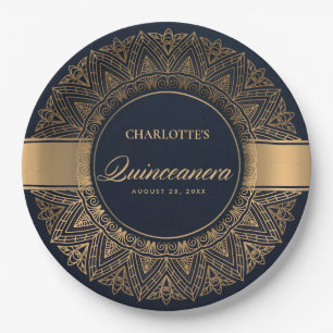 PRATO DE PAPEL ORNAMENTADO CLÁSSICO DE MARINHO LUXO DOURADO MAND