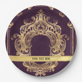 Prato De Papel Ornamentado Purple Vintage Dourado