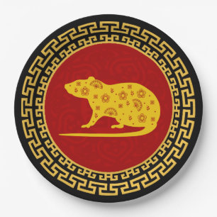 Prato De Papel Ornamento de Rat de Ano Novo Chinês