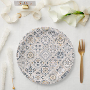 Prato De Papel Ornamento tradicional português e espanhol Boho