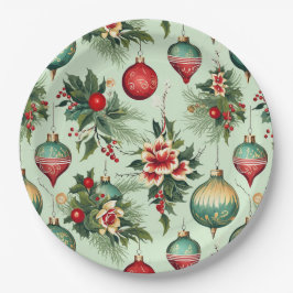 Prato De Papel Ornamentos de Férias Retroativas bonito, Natal Flo