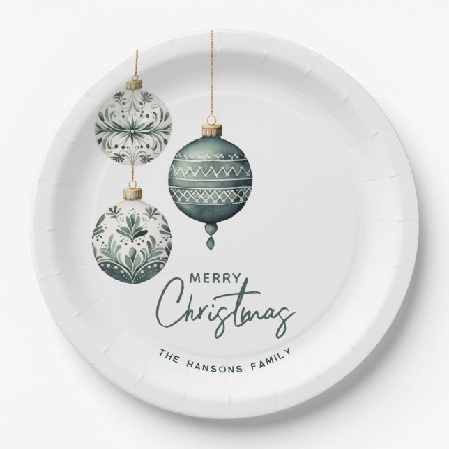 Prato De Papel Ornamentos modernos de estilo nórdico Feliz Natal (Frente)