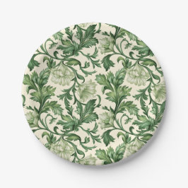 Prato De Papel Ornate dark green acanthus leaves pattern