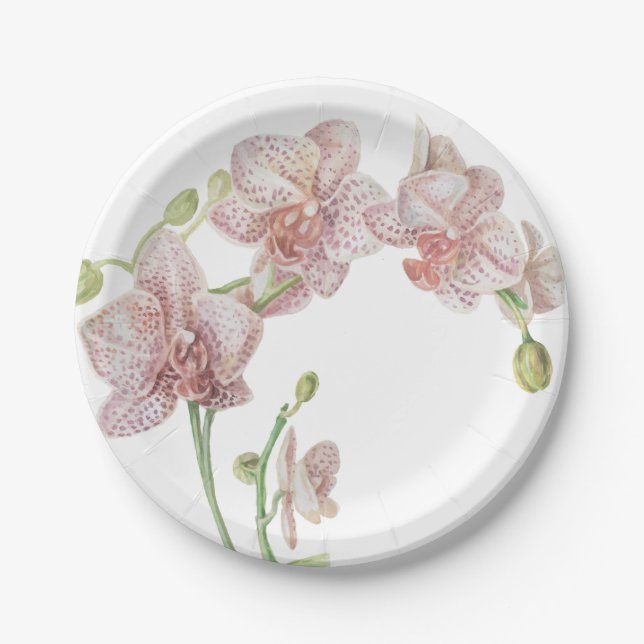 Prato De Papel Orquídea Ilustrada à Mão (Frente)