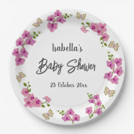 Prato De Papel Orquídeas Borboleta Tropical Rosa Púrpura