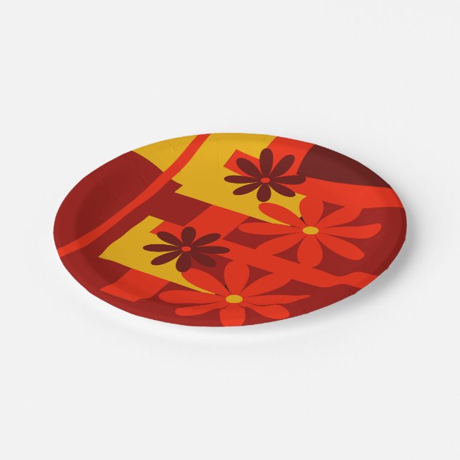 Prato De Papel Os anos 70 alaranjados retros (Inclinado)