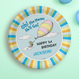 Prato De Papel Os Lugares Que Ele Vai! - Primeiro aniversário