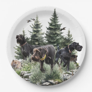 Prato De Papel Os Ponteiros Wirehaired Alemães, Arte