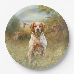 Prato De Papel Os Spaniels da Bretanha, Brittany Francês, Cão de 