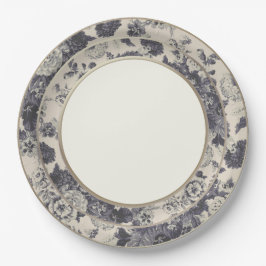 Prato De Papel Osso fino floral desvanecido China de Toile do