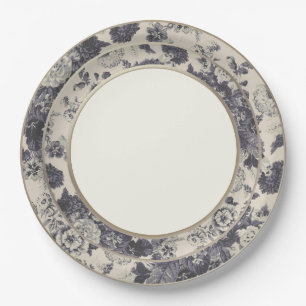 Prato De Papel Osso fino floral desvanecido China de Toile do