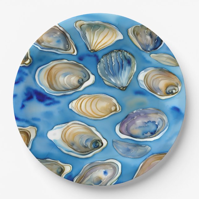 Prato De Papel Ostras Amarras Areias Aquaulas Azul (Frente)