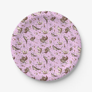 Prato De Papel Otters a Rosa