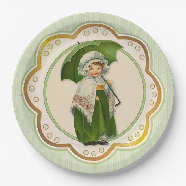 Prato De Papel Ould Irlanda Irish Umbrella Girl (Frente)