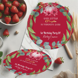 Prato De Papel Our Little Pumpkin 1st Birthday Green Wreath Pink