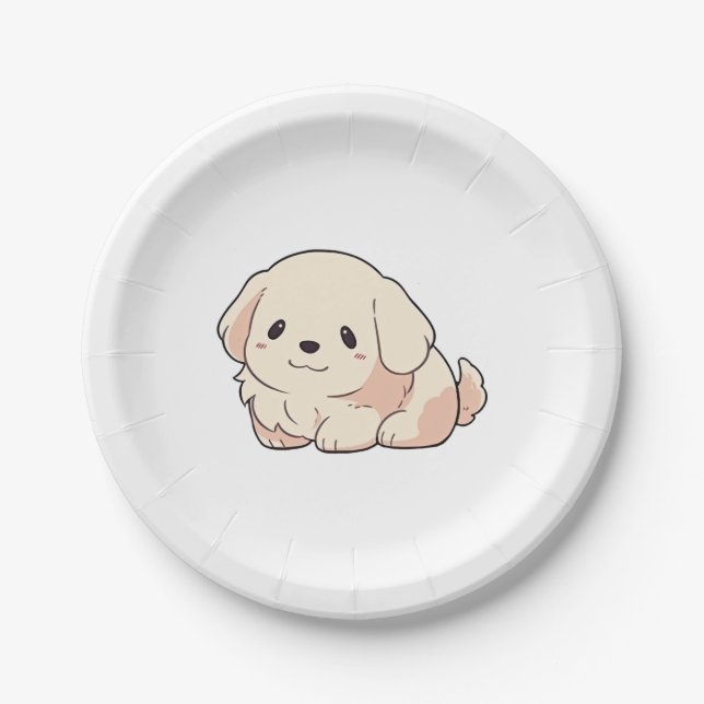 Prato De Papel Ouro Chibi - Puppy (Frente)