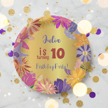 Ouro contorno flores Aniversário