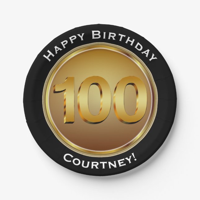 Prato De Papel Ouro do falso um centésimo 100th aniversário com (Frente)