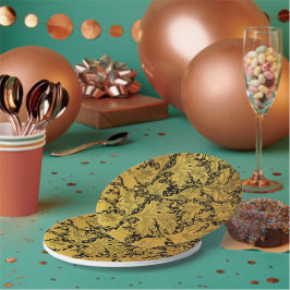 Prato De Papel Ouro Floral Padrão Oriental Fllower