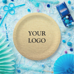 Prato De Papel Ouro Limpo Simples Personalizado Sua Logotipo Aqui