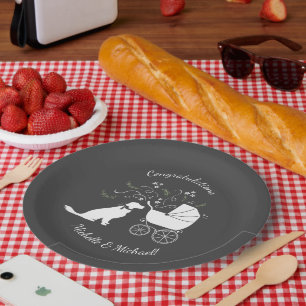 Prato De Papel Ouro Retriever Cachorro Chá de fraldas Sexo Neutro