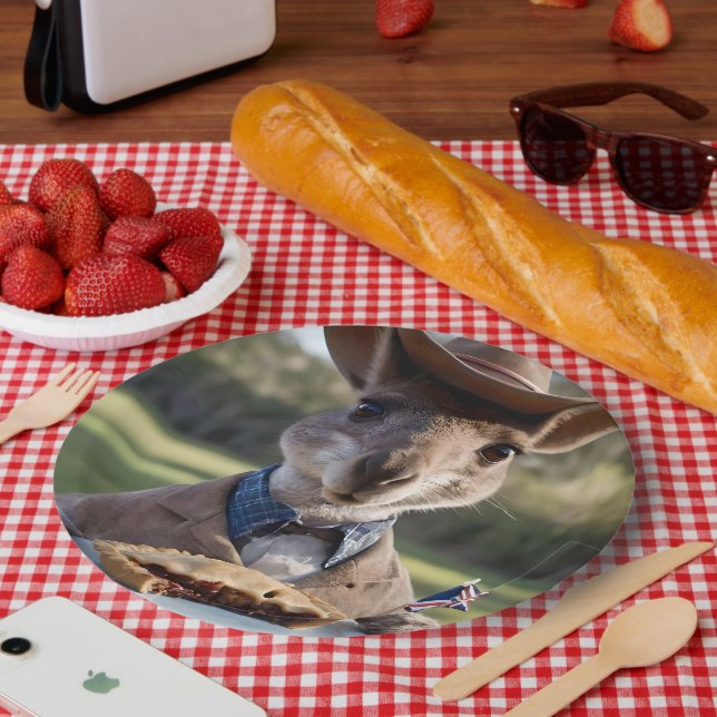 Prato De Papel "Outback Delight: Um Canguru come carne Aussie (Piquenique)