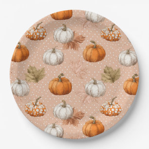 Prato De Papel outono de colheita russa - Pumpkins & Leaves