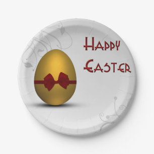 Prato De Papel Ovo de Páscoa do ouro com Padrão de espiral de Arc