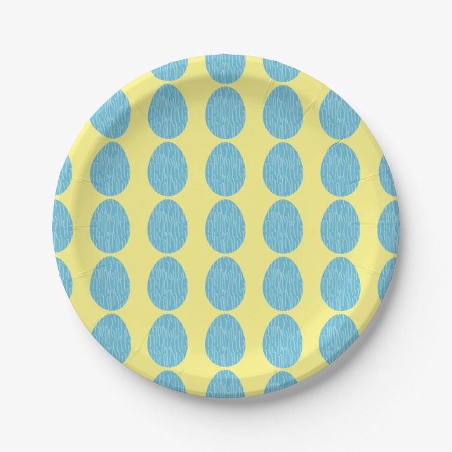 Prato De Papel Ovos de Páscoa com risca azul (Frente)