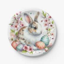 Ovos e flores de coelho com páscoa de aquarela -