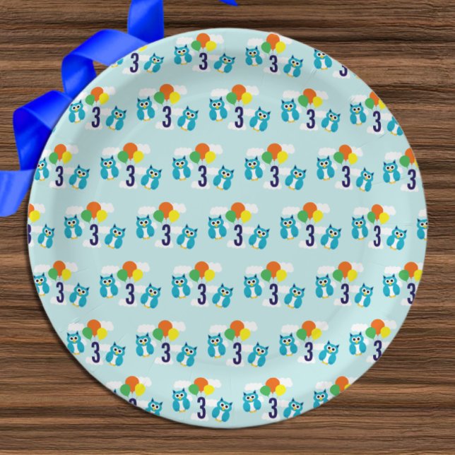 Prato De Papel Owl Birthday (Criador carregado)