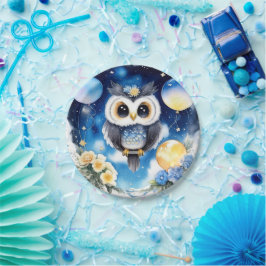 Prato De Papel Owl First Birthday Paper Plates
