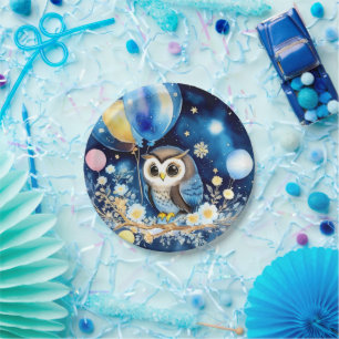 Prato De Papel Owl First Birthday Paper Plates