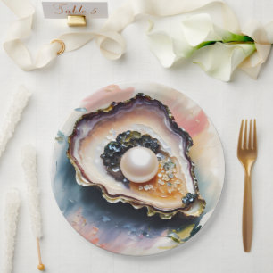 Prato De Papel Oyster Pearl Shelfish Art