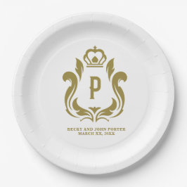 Prato De Papel P Monograma Dourado Crest