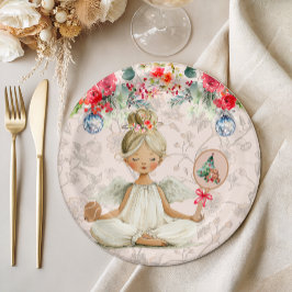 Prato De Papel Padel Themed Paper Plates – Christmas Angel Motif