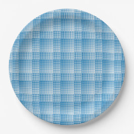 Prato De Papel Padrão Abstrato Xadrez Branco Azul