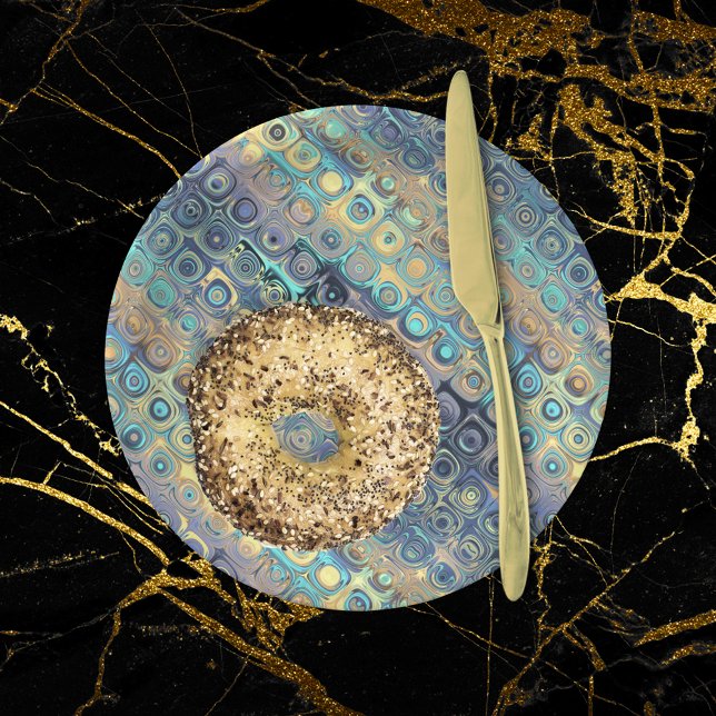 Prato De Papel Padrão Azul das Luzes do Pastel Metálico (Criador carregado)