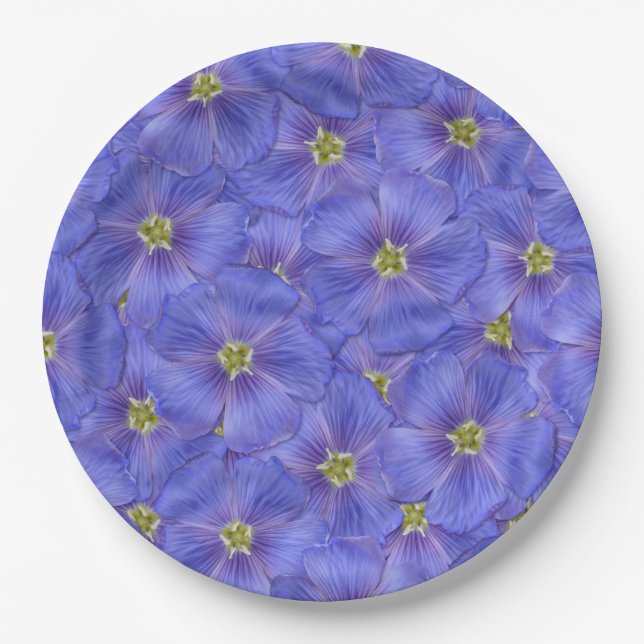 Prato De Papel Padrão Azul de Linho Invisível (Frente)