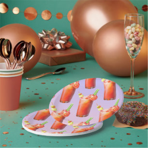 Prato De Papel Padrão Bloody Mary: Arte Surrealista de Tomate Rep