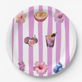 Prato De Papel Padrão Botânico Aquarela Lavanda