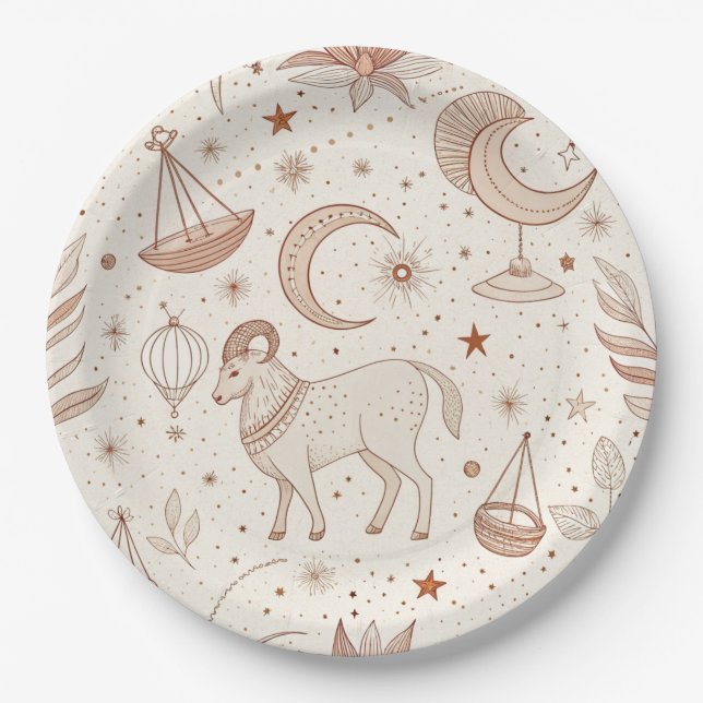 Prato De Papel Padrão Botânico Celestial (1) (Frente)