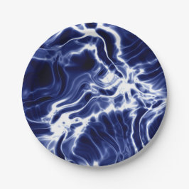 Prato De Papel Padrão brilhante azul